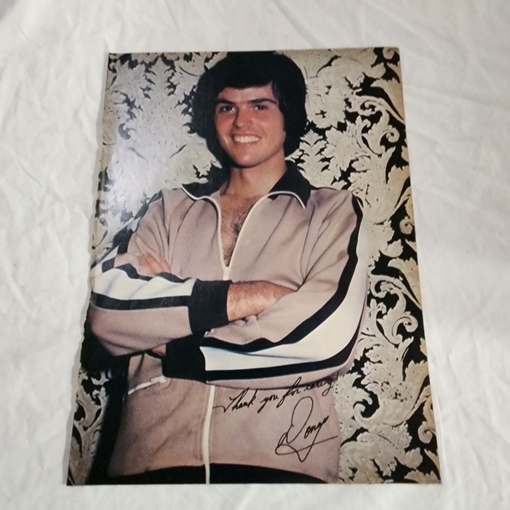 Donny Osmond hairy chest facsimile autograph pinup clipping vintage 1970s 8x10
